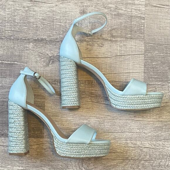 Madden Girl Omega Blue Faux Leather Platform Sandal Ankle Strap Heels NWOT - Picture 8 of 11